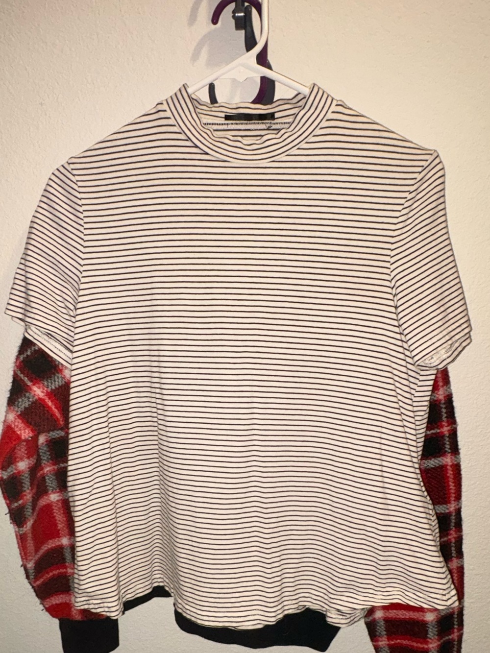 Mock neck striped t shirt